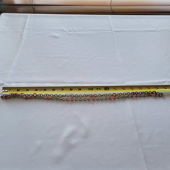 Coral Jeweled Chandelier Earrings & Matching Chain Necklace Set - Picture 13 of 13